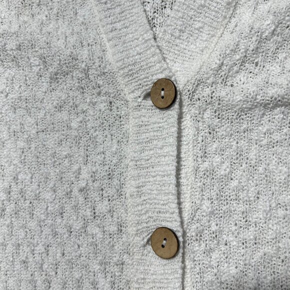 J.Jill Womens Sz S White Hooded Cardigan Sweater With Button Front & Ribbed Hem - Picture 3 of 9